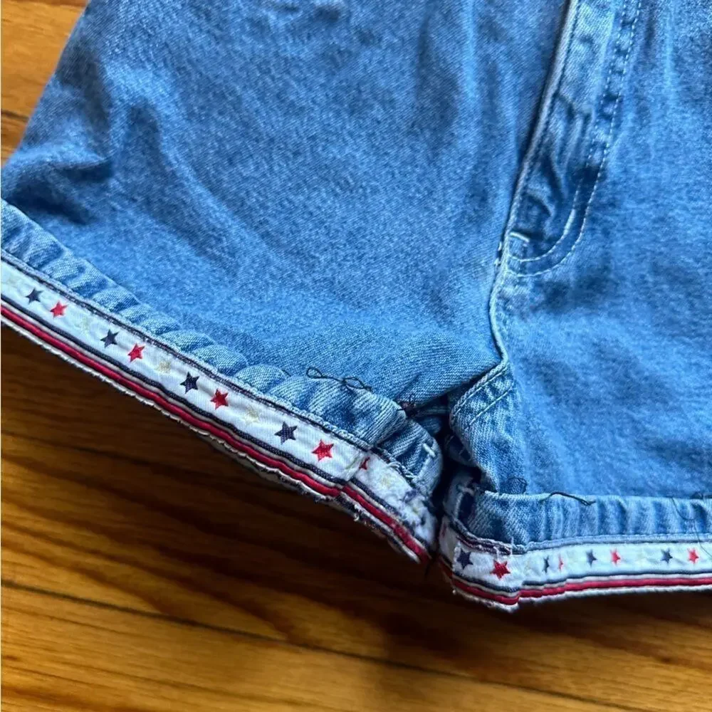 Basic Equipment Girls Shorts Patriotic Stars Trim Red White Blue Size 7